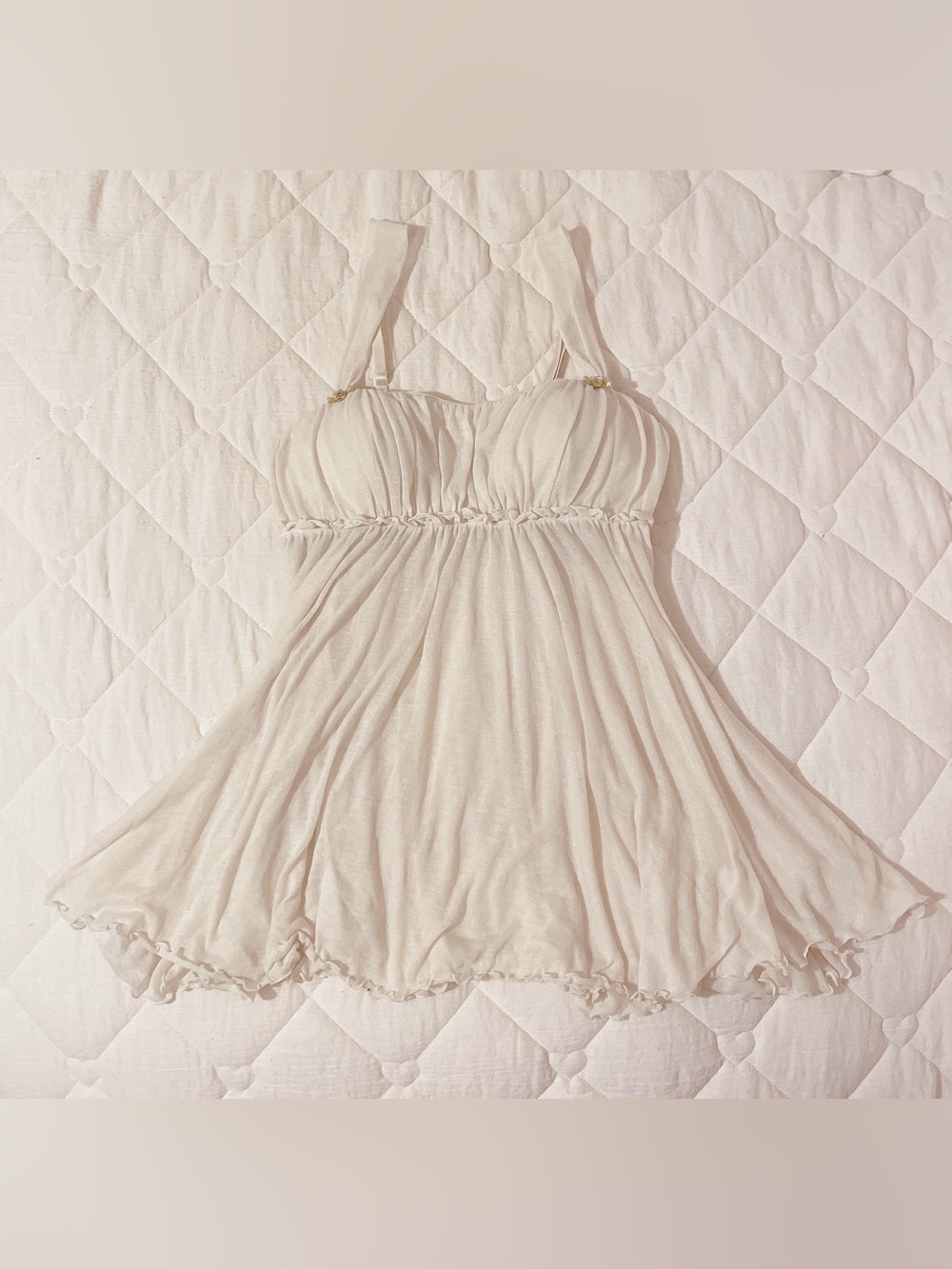 ྀིྀིྀིྀིྀི vintage victoria’s secret cream rosette padded babydoll top